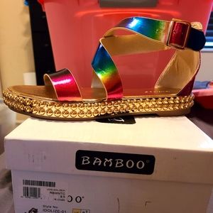 Rainbow colored gladiator sandals